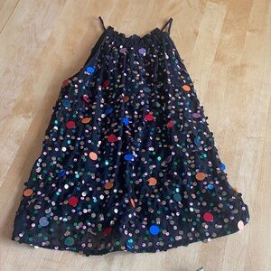 Moulinette Soeurs Anthropologie Black Lined Party Top with Sequins